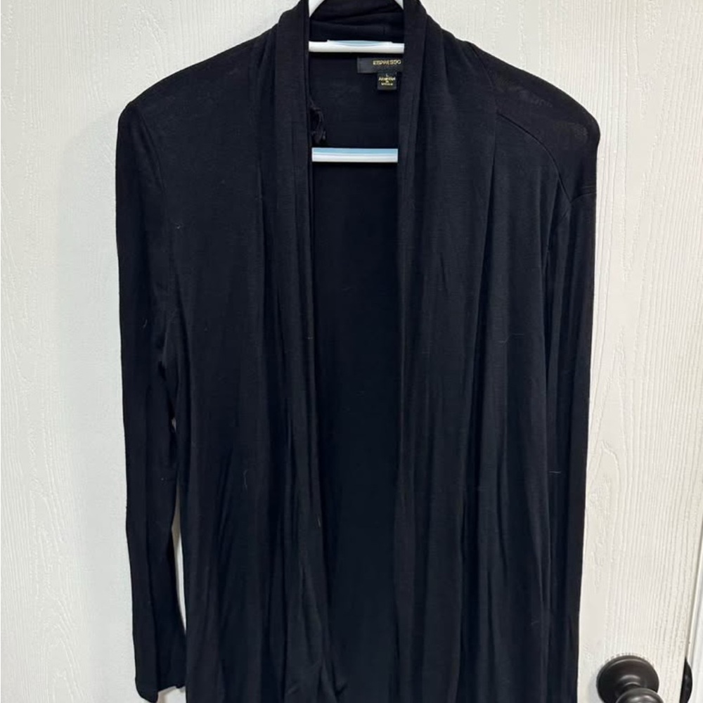Elegant Black Open Front Cardigan